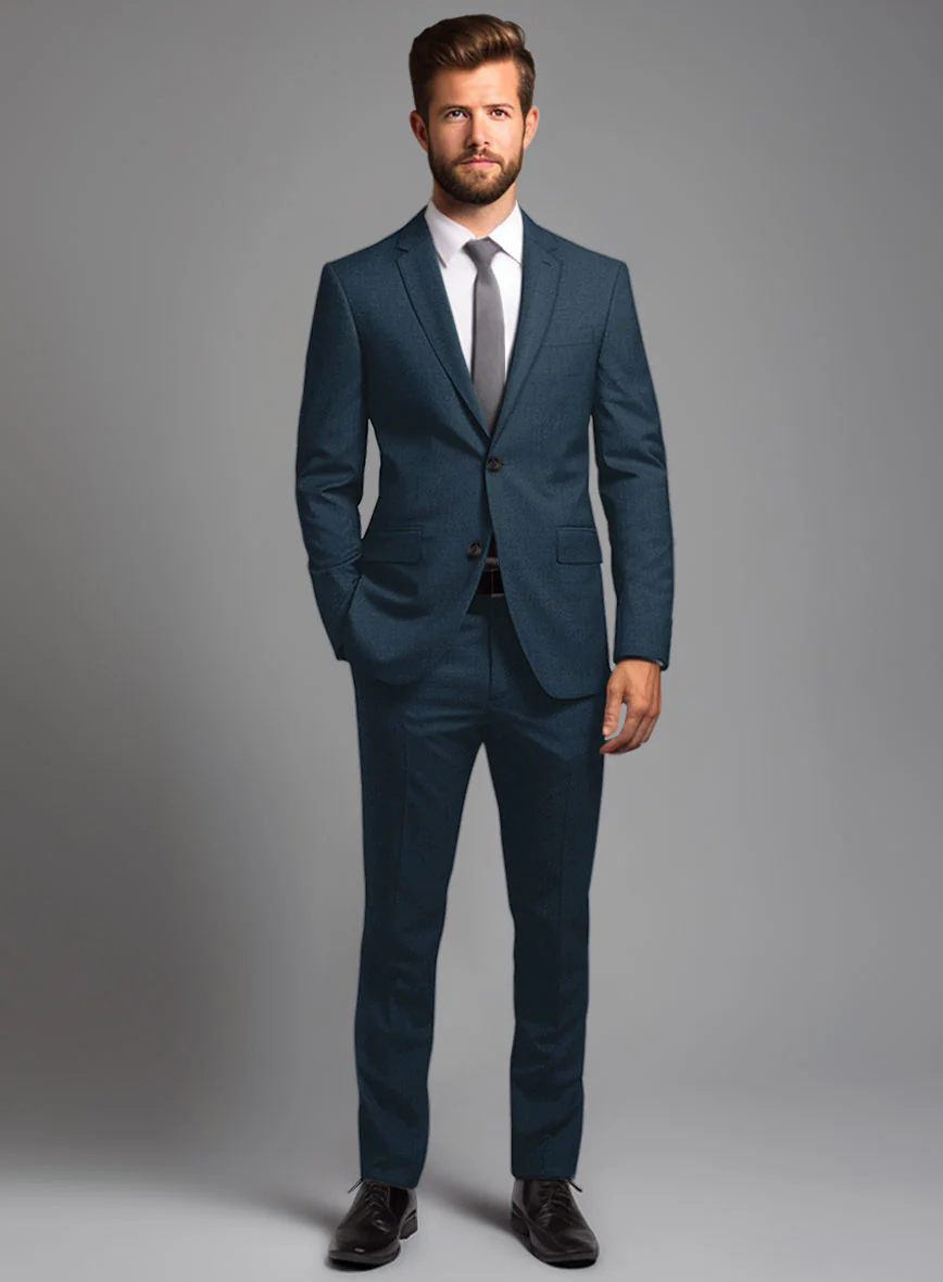 Reda Flexo Teal Blue Wool Suit - Image 2