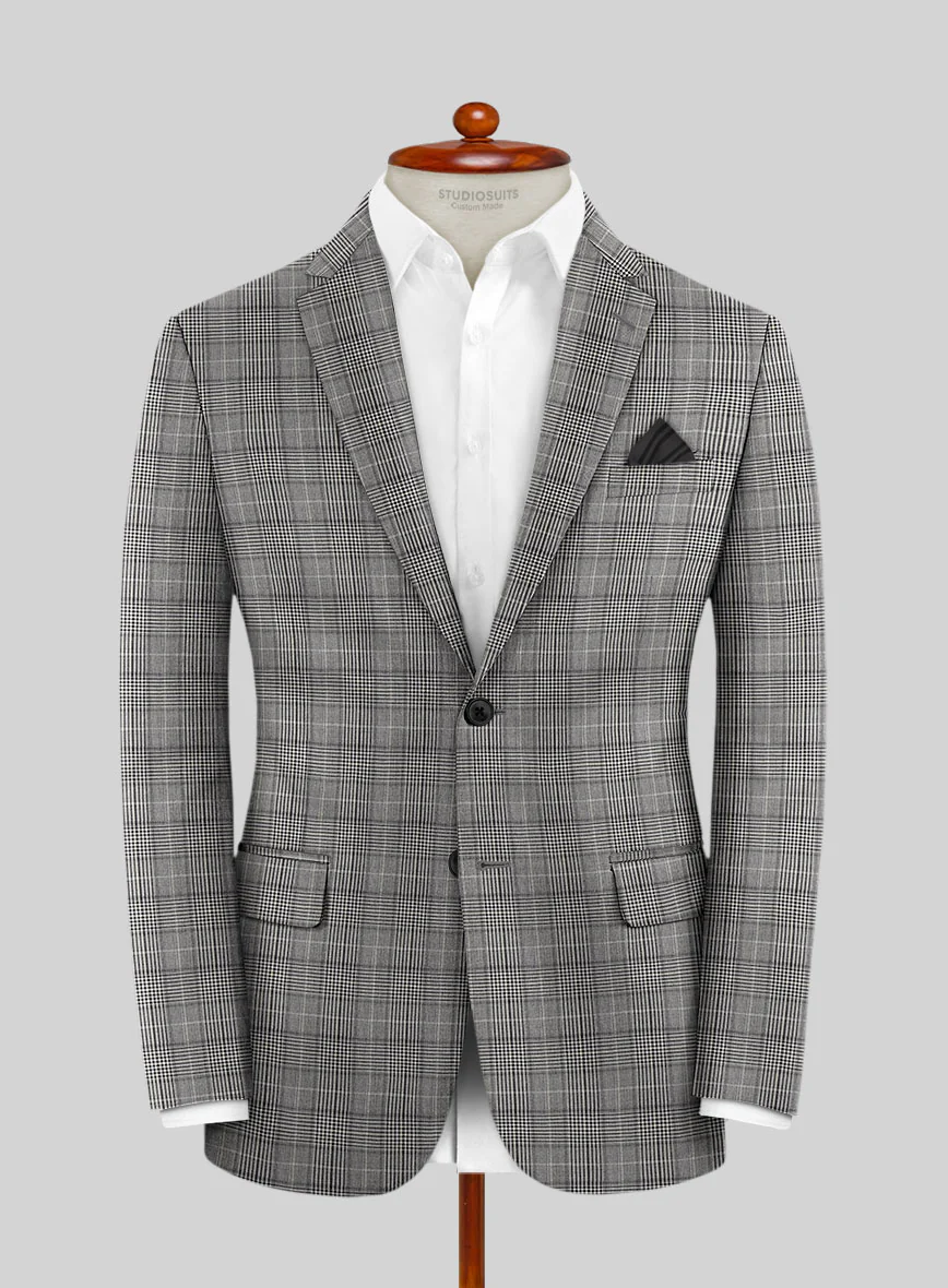 Reda Galie Gray Checks Wool Jacket