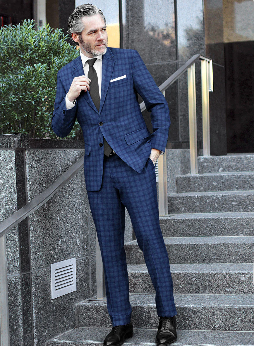 Reda Havelock Blue Checks Wool Suit - Image 2