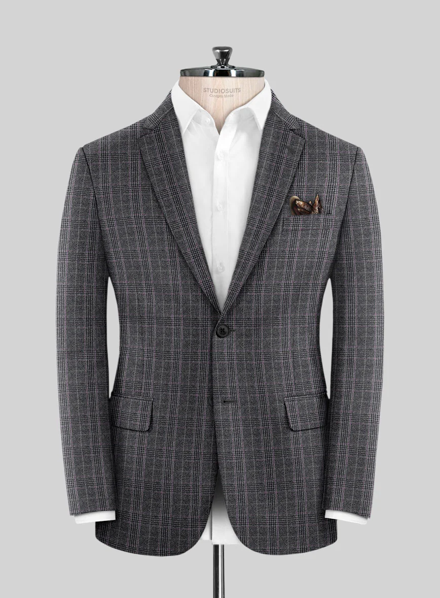 Reda Homio Gray Checks Wool Jacket