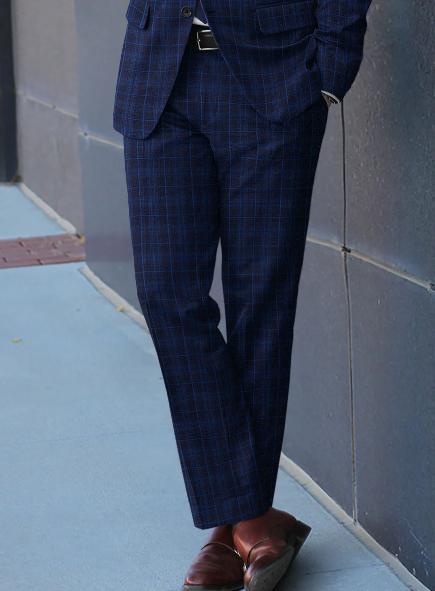Reda Jagur Blue Checks Wool Pants - Image 2