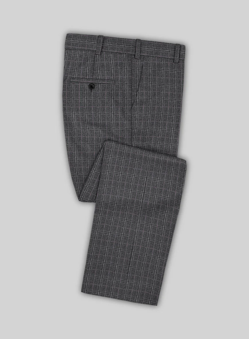 Reda Jeromi Gray Checks Wool Pants
