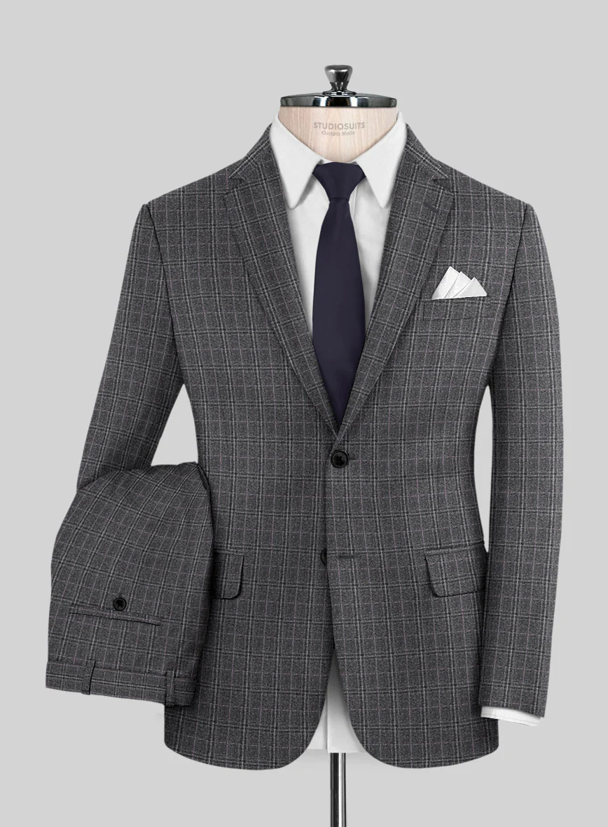 Reda Jeromi Gray Checks Wool Suit