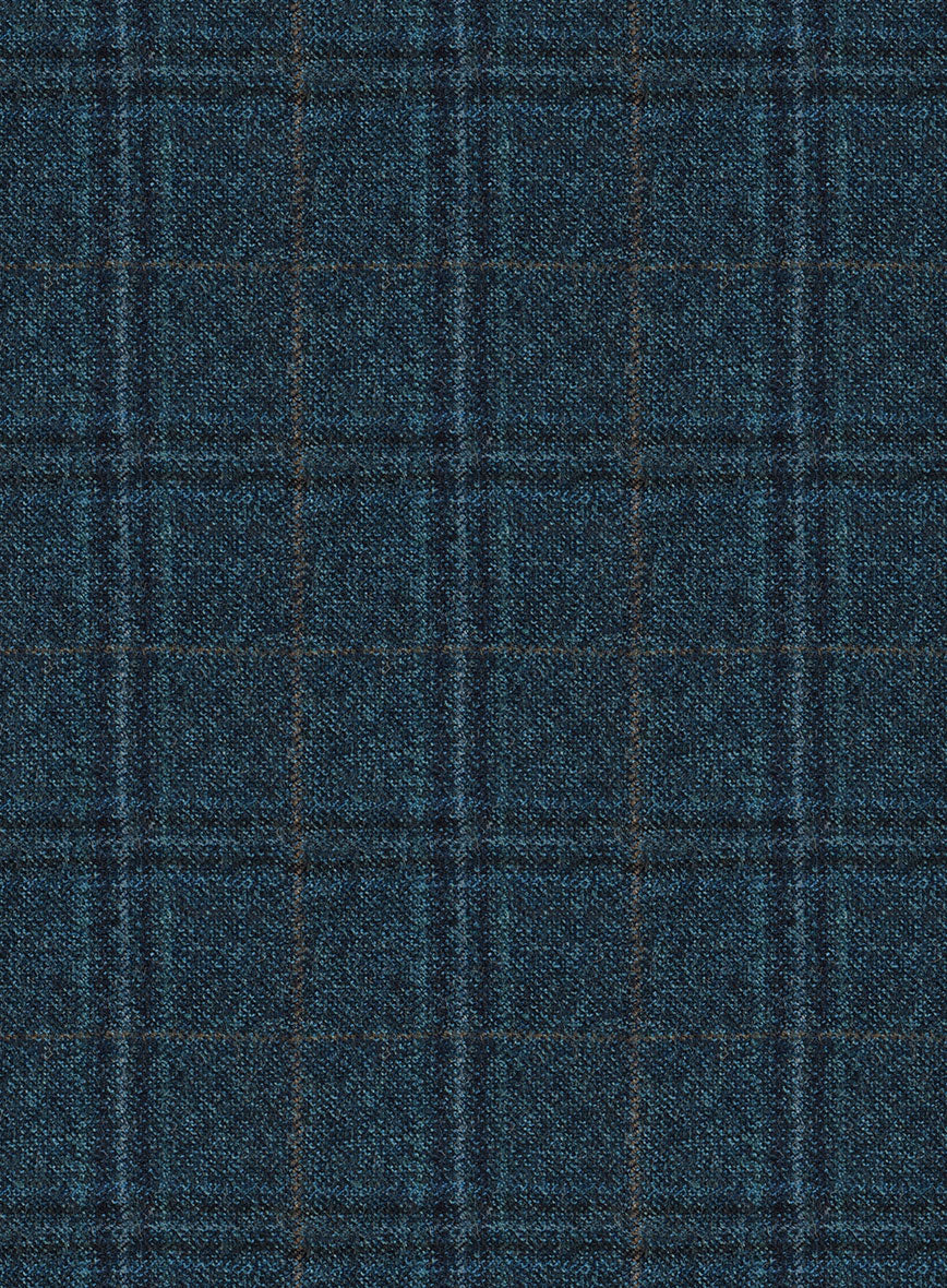 Reda Jeromi Teal Blue Checks Wool Jacket - Image 2