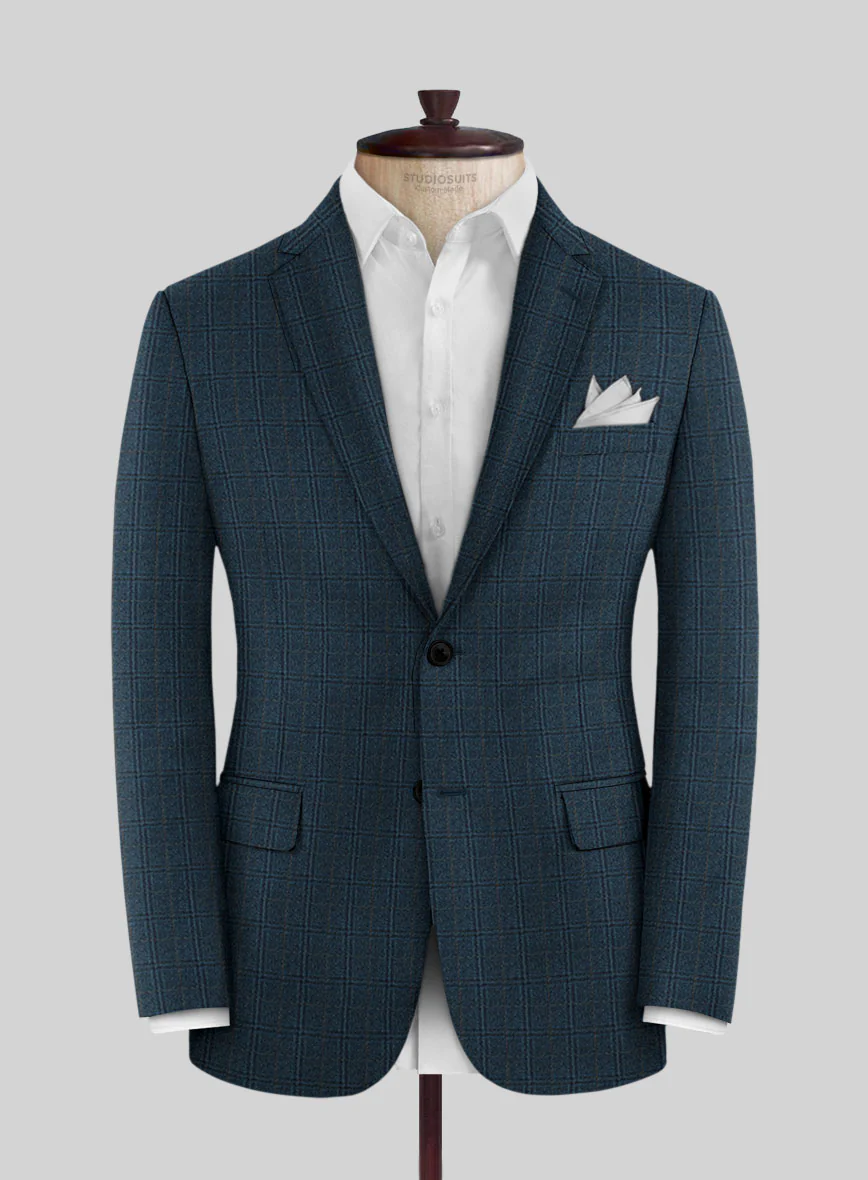 Reda Jeromi Teal Blue Checks Wool Suit - Image 3