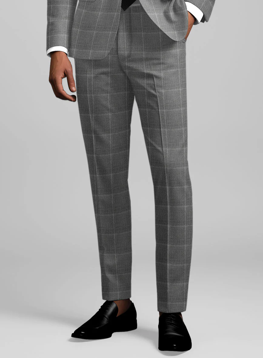 Reda Lindale Gray Checks Wool Pants - Image 2