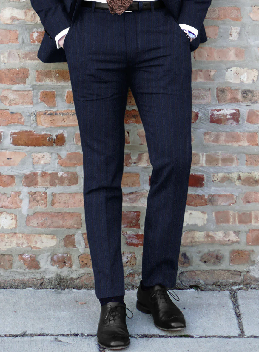 Reda Liora Blue Stripe Wool Pants - Image 2