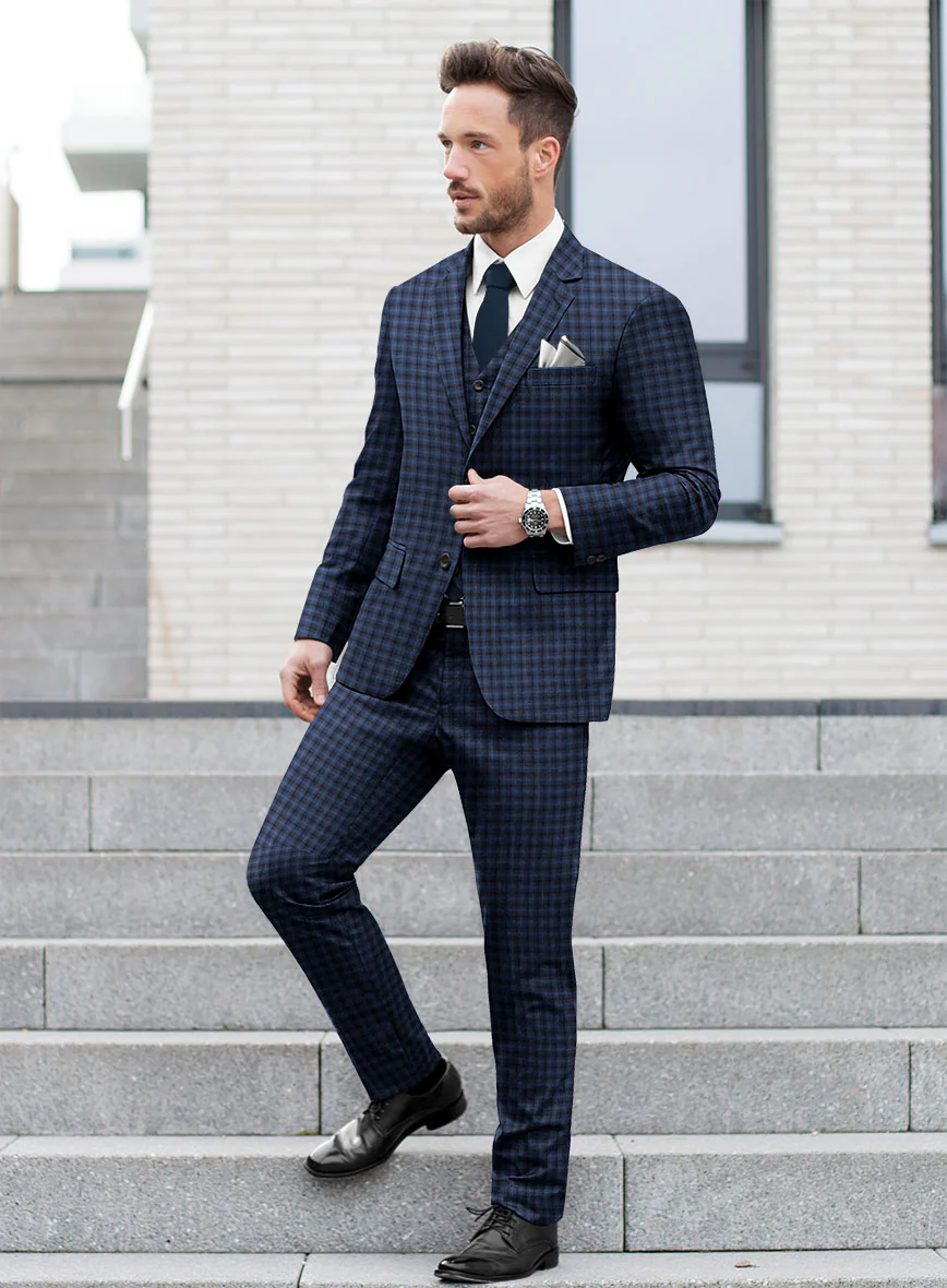 Reda Mid Blue Checks Wool Suit - Image 2