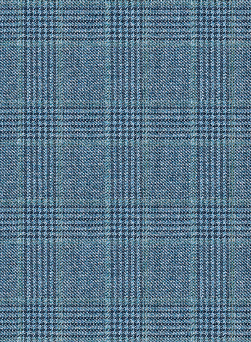 Reda Pacific Blue Checks Wool Pants - Image 2