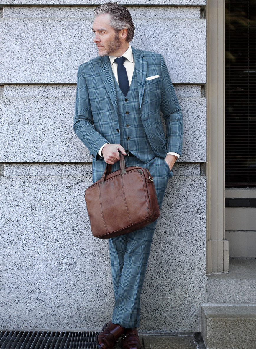 Reda Pacific Blue Checks Wool Suit - Image 2
