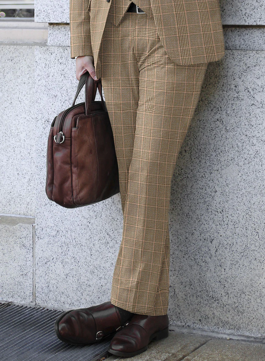 Reda Pale Brown Checks Wool Pants - Image 2