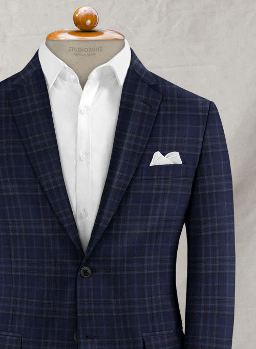 Reda Port Blue Checks Wool Jacket - Image 3