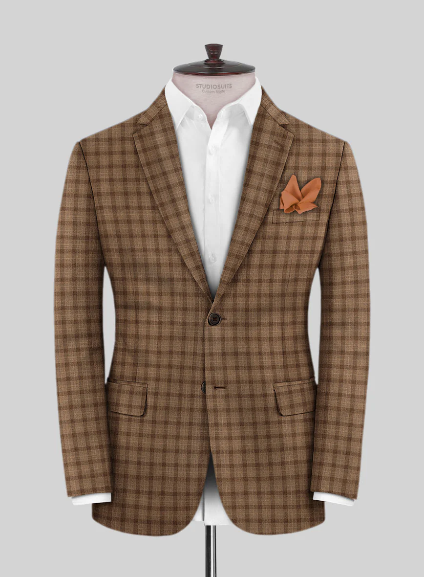 Reda Rope Brown Checks Wool Jacket