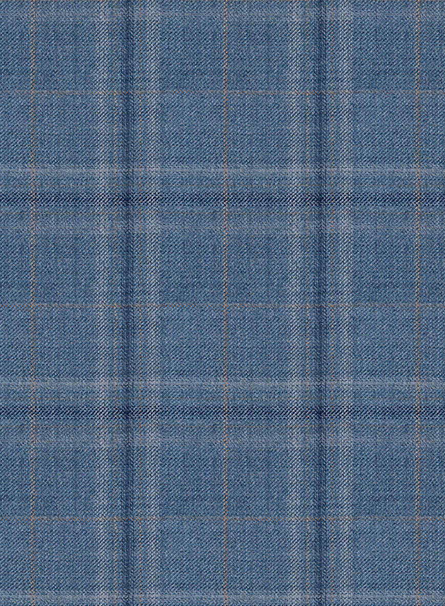 Reda Sky Blue Checks Wool Pants - Image 2