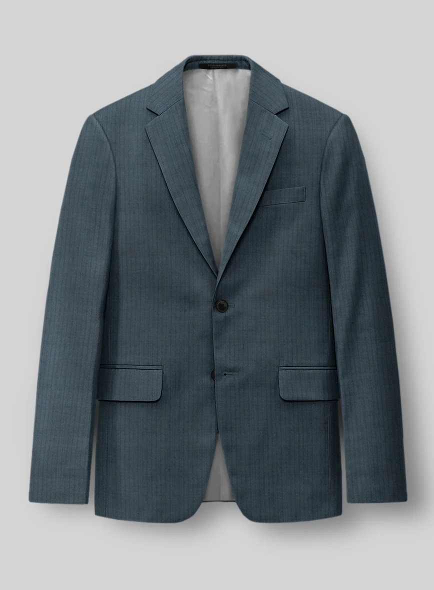 Reda Tibaro Blue Stripe Wool Jacket