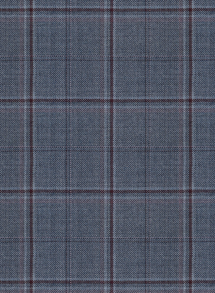 Reda Tropical Blue Checks Wool Pants - Image 3