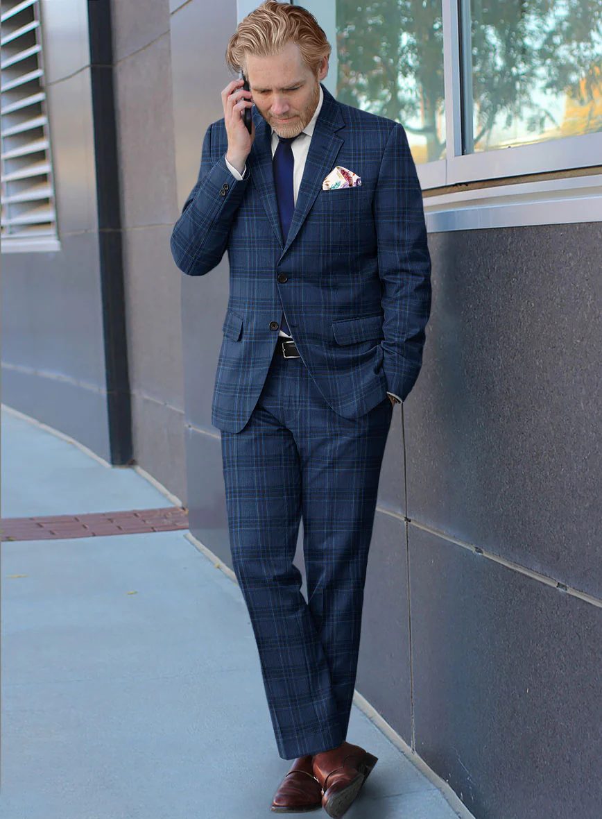 Reda Vale Blue Checks Wool Suit - Image 2
