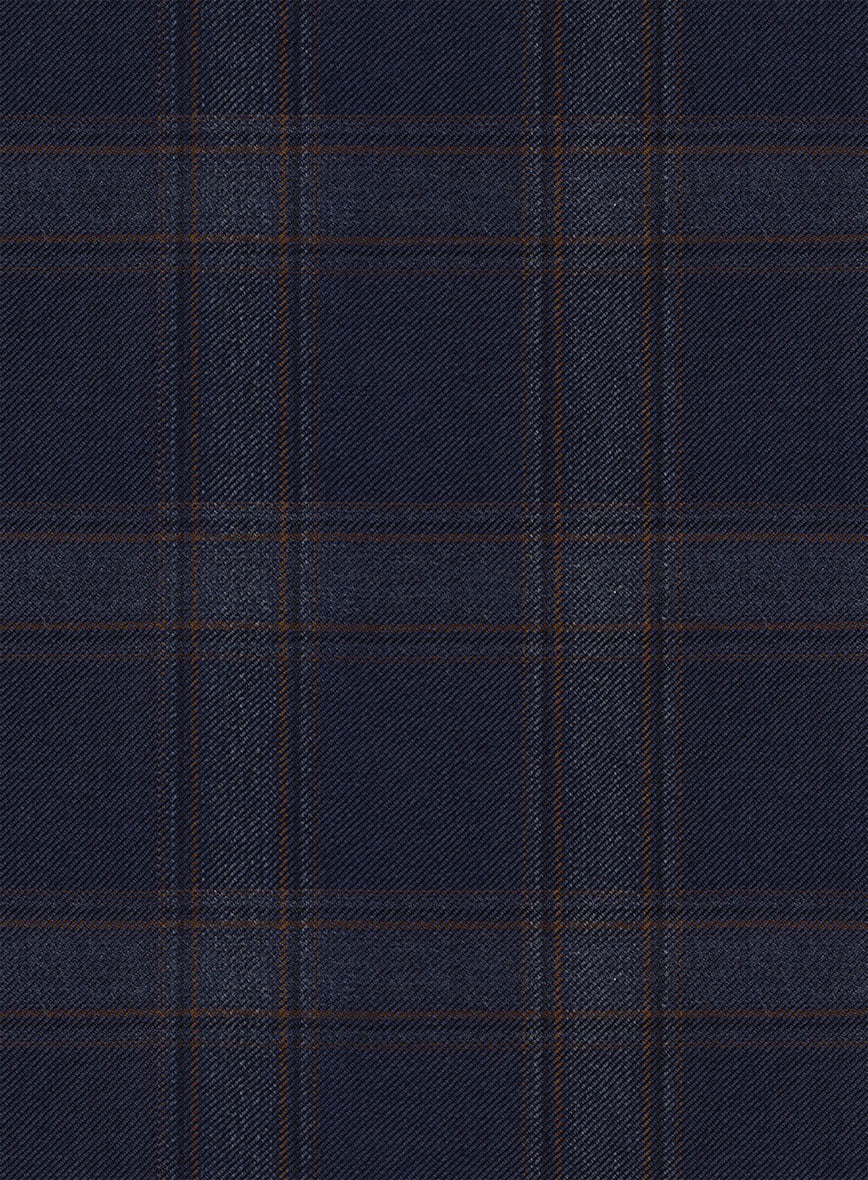 Reda Vidla Dark Blue Checks Wool Jacket - Image 3