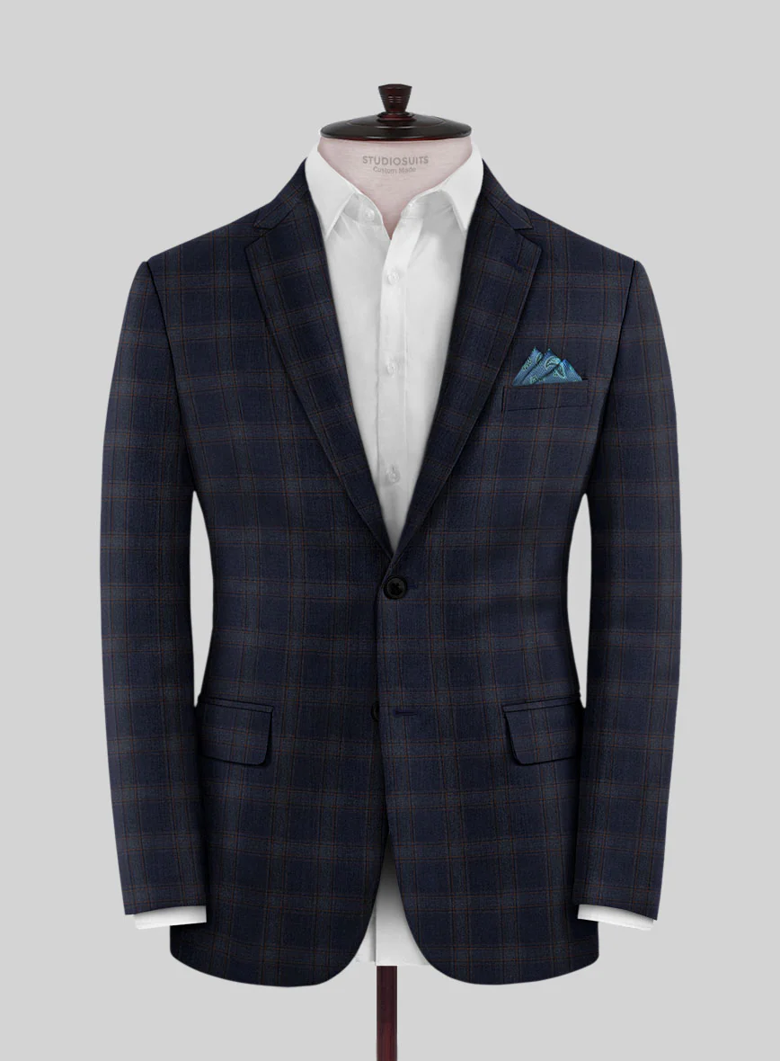 Reda Vidla Dark Blue Checks Wool Suit - Image 3