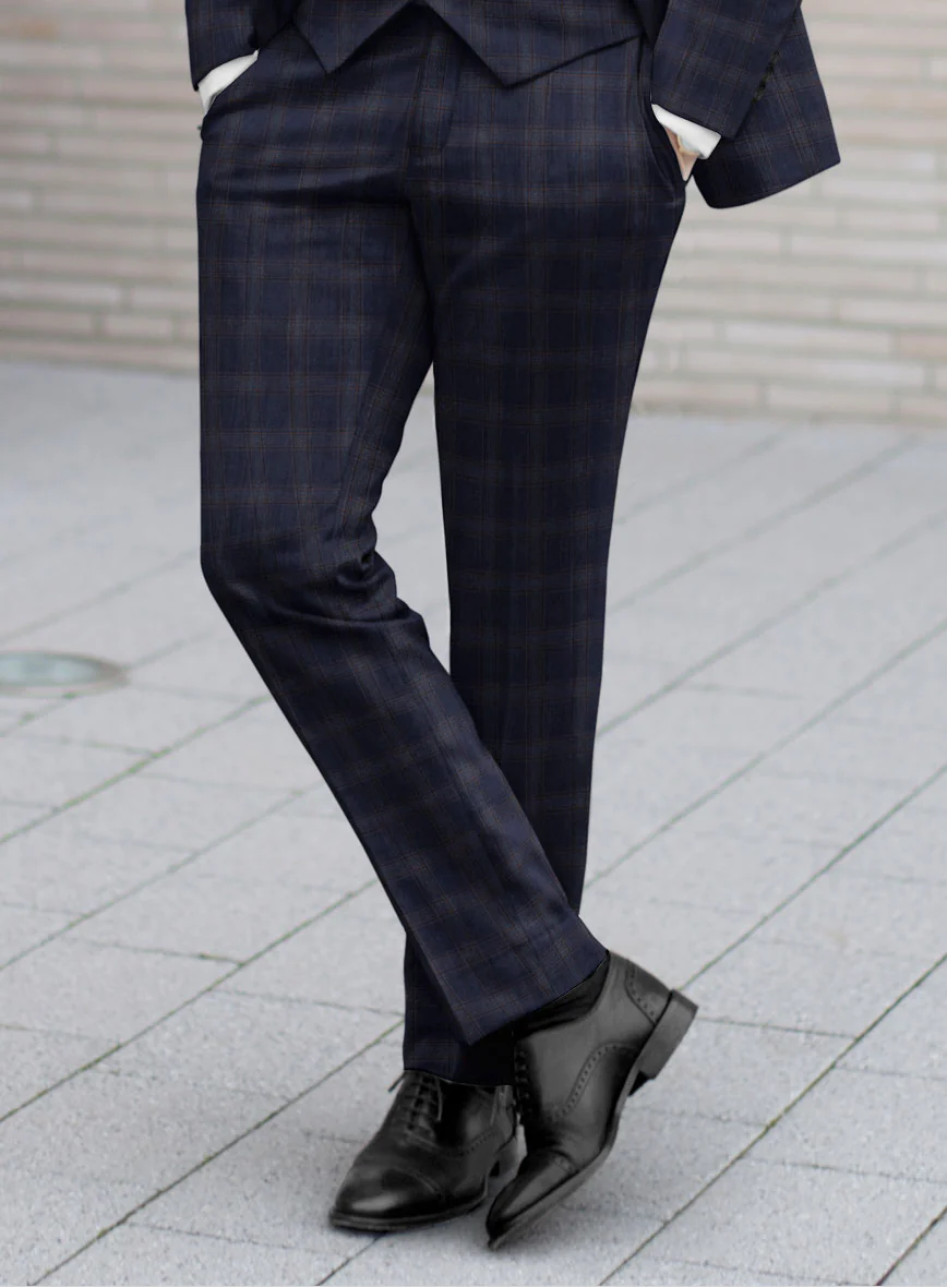 Reda Vidla Dark Blue Checks Wool Suit - Image 5