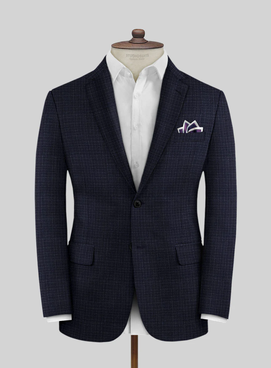 Reda Zeno Blue Checks Wool Jacket