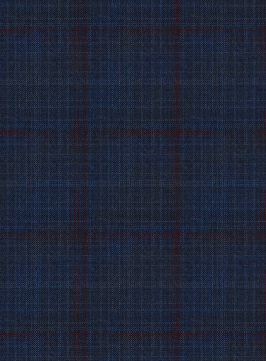 Reda Zodiac Blue Checks Wool Pants - Image 3