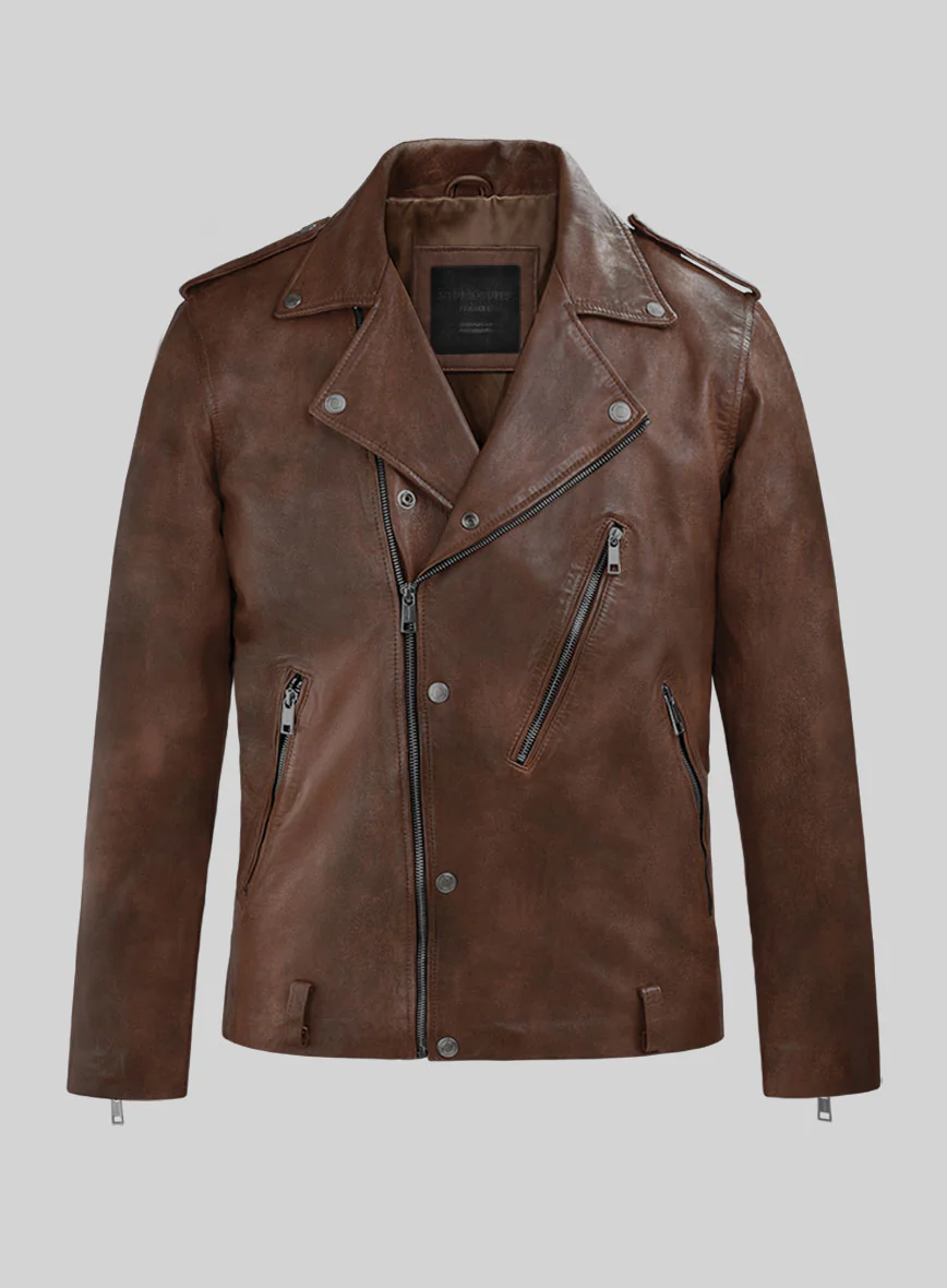 Revolt Spanish Brown Biker Leather Jacket