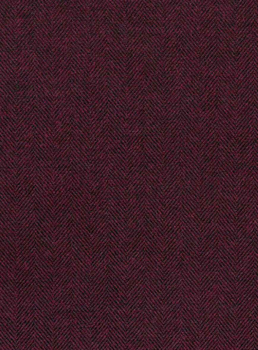 Rose Wine Herringbone Tweed Jacket - Image 3
