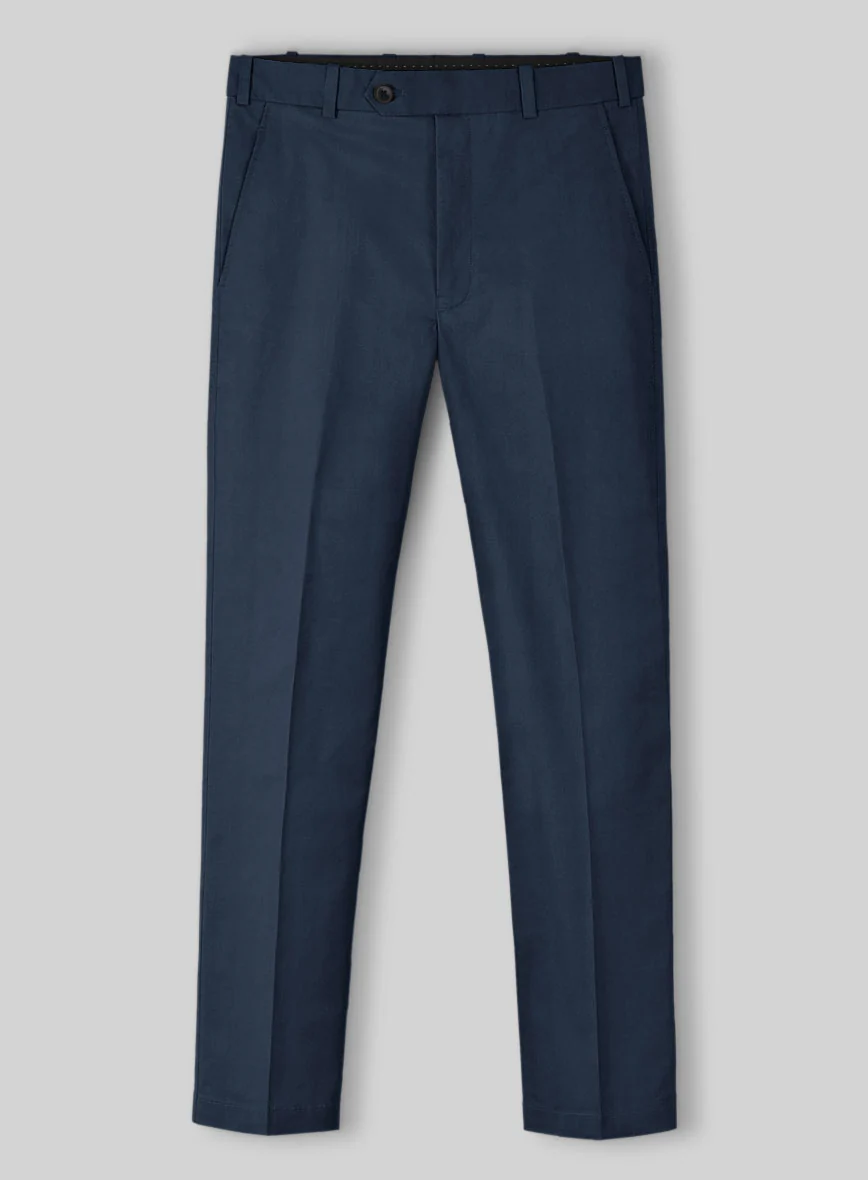 Royal Blue Feather Cotton Canvas Stretch Pants