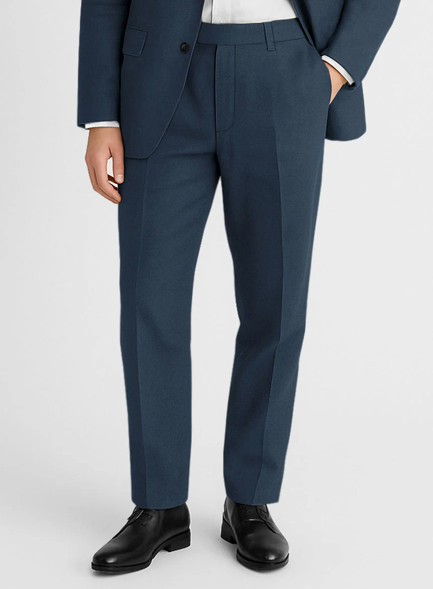 Royal Blue Feather Cotton Canvas Stretch Pants - Image 2