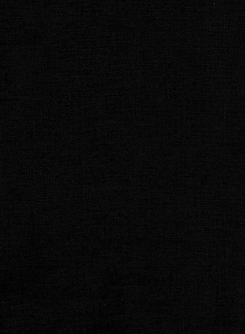 Safari Pure Black Linen Overshirt - Image 2