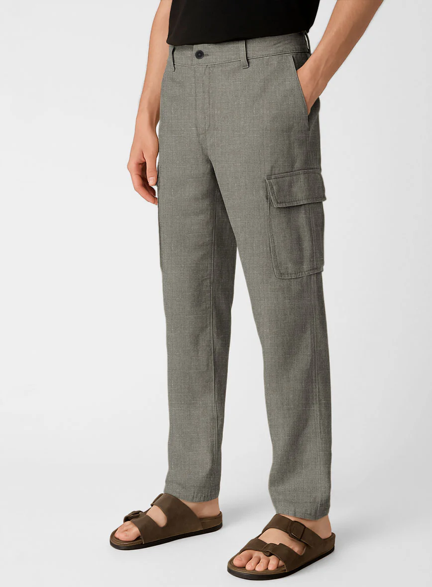 Sage Green Linen Cargo Pants