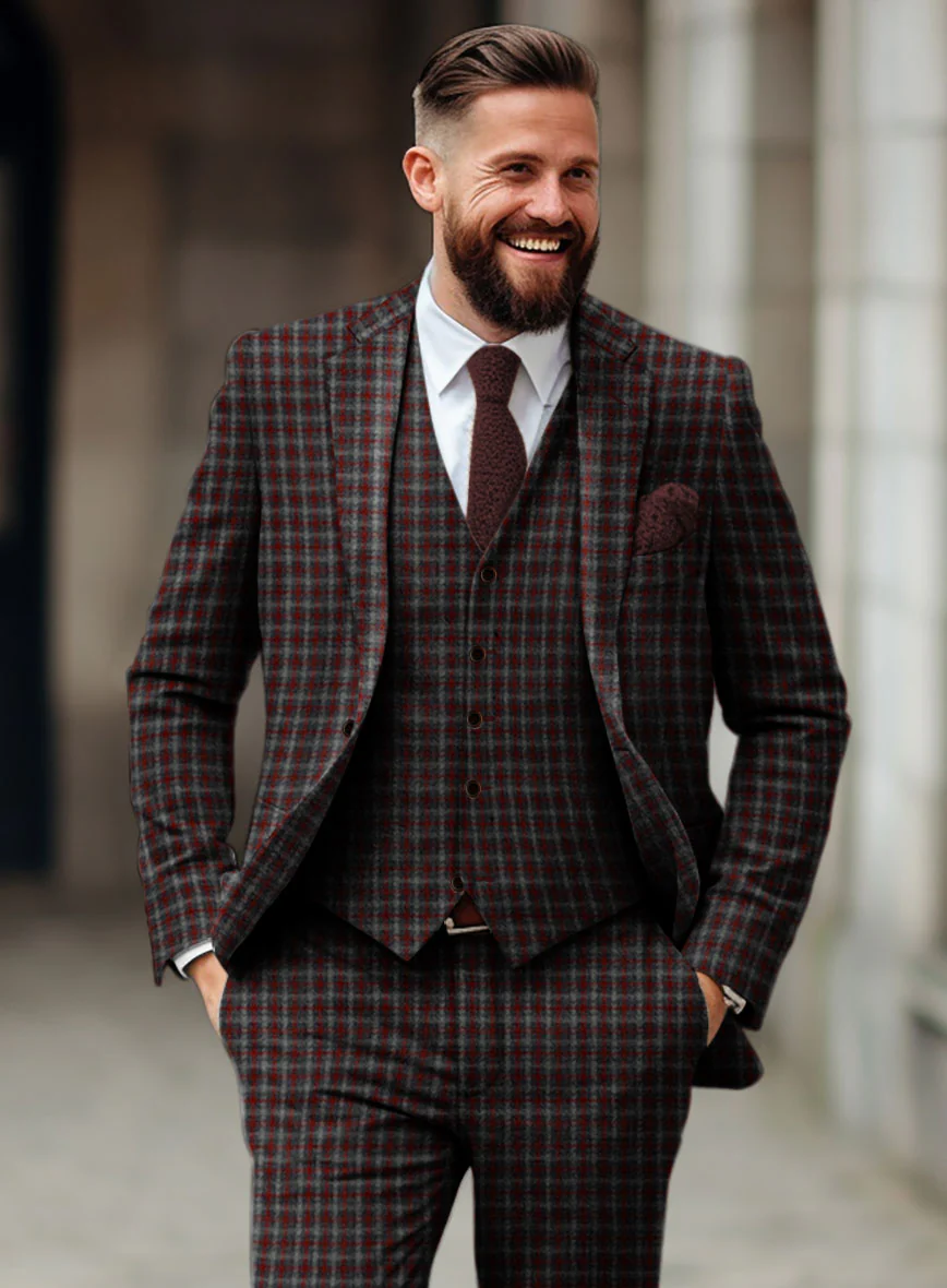 Sartori Ambrogio Red Check Soft Tweed Suit - Image 4