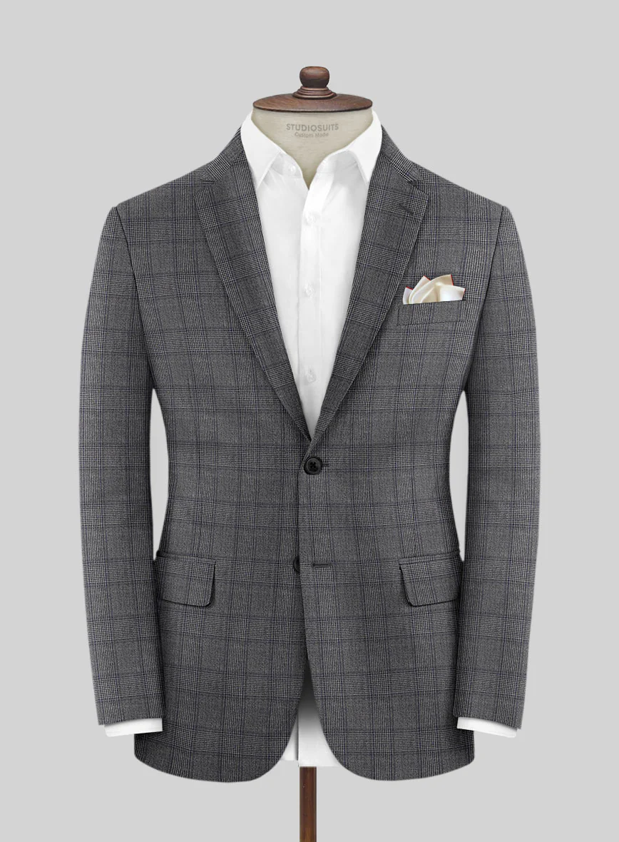 Scabal Algen Glen Gray Wool Jacket
