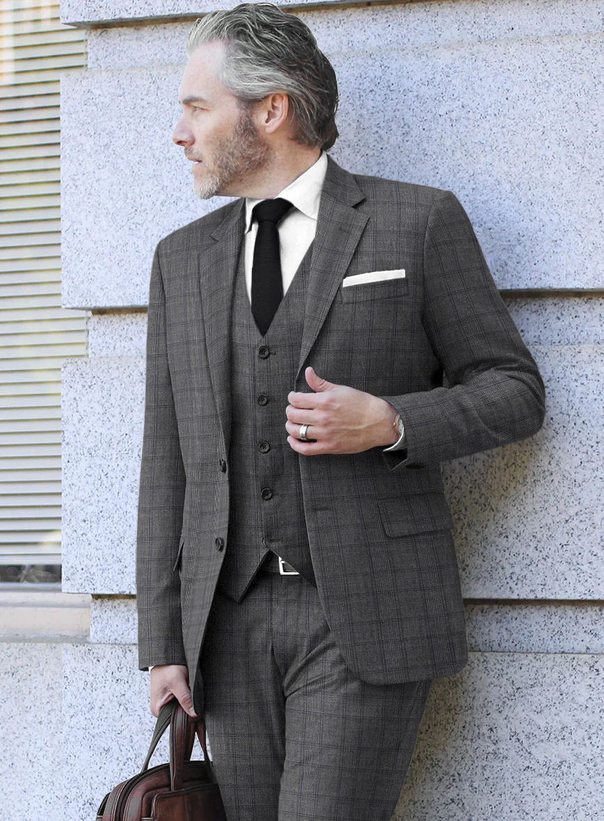 Scabal Algen Glen Gray Wool Suit - Image 4