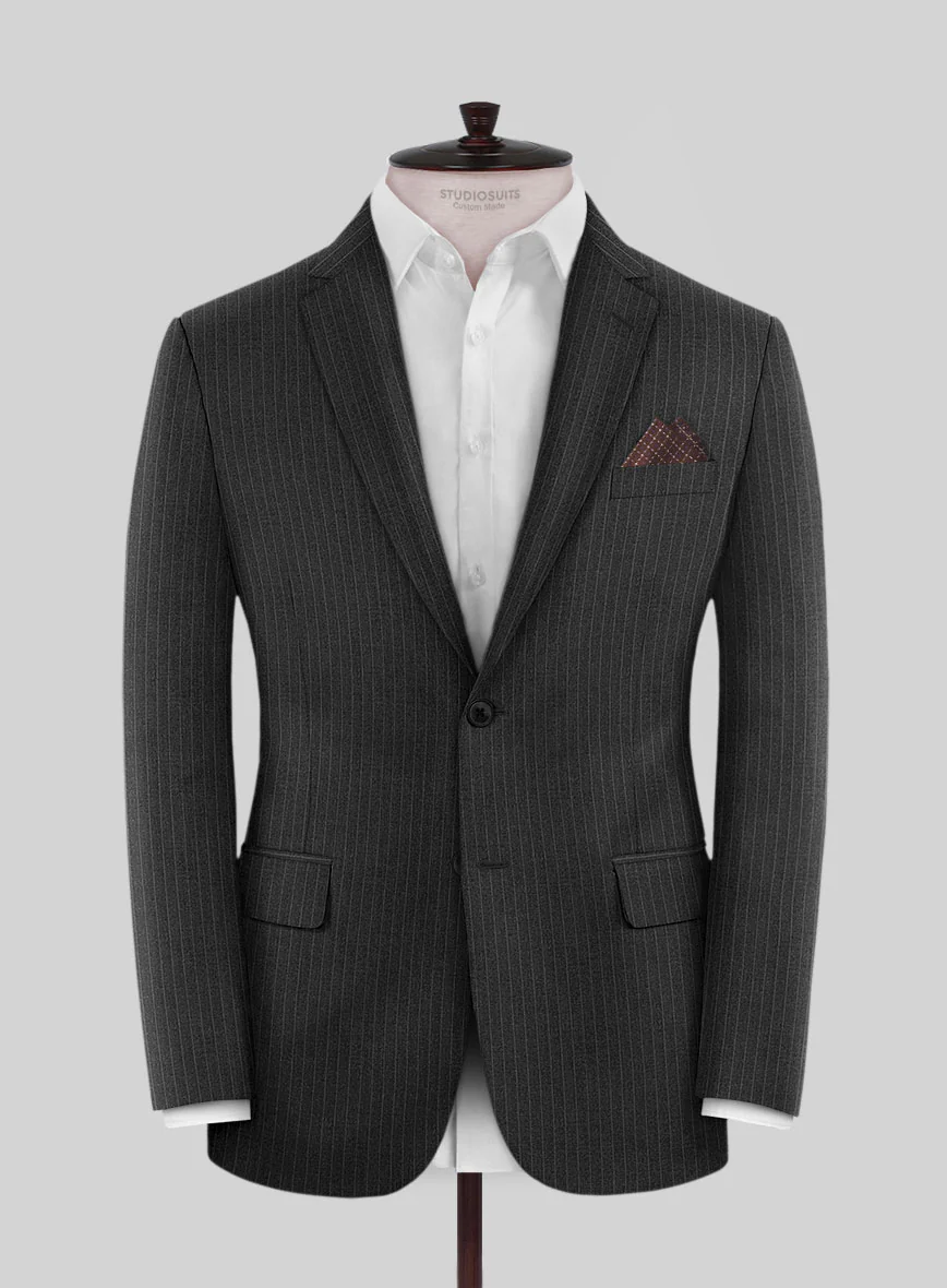 Scabal Amraso Stripe Charcoal Wool Jacket