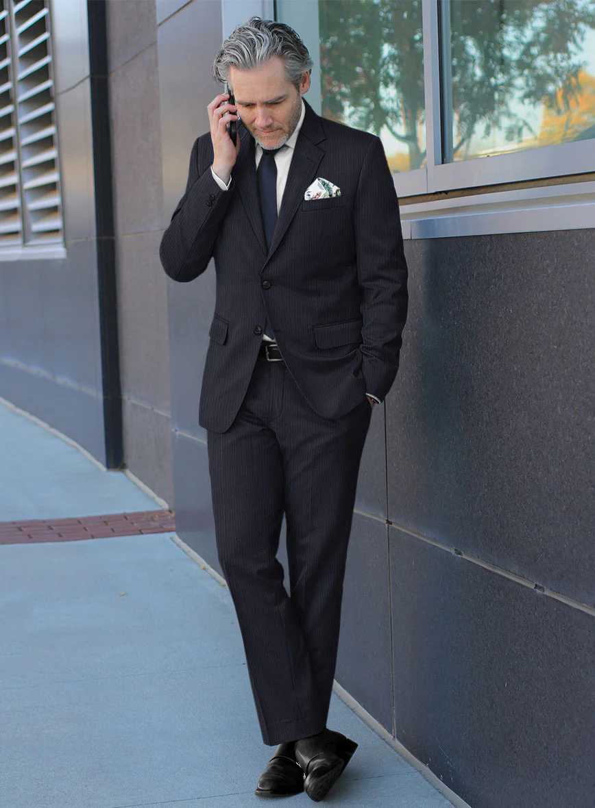 Scabal Ascio Stripe Blue Wool Suit - Image 2