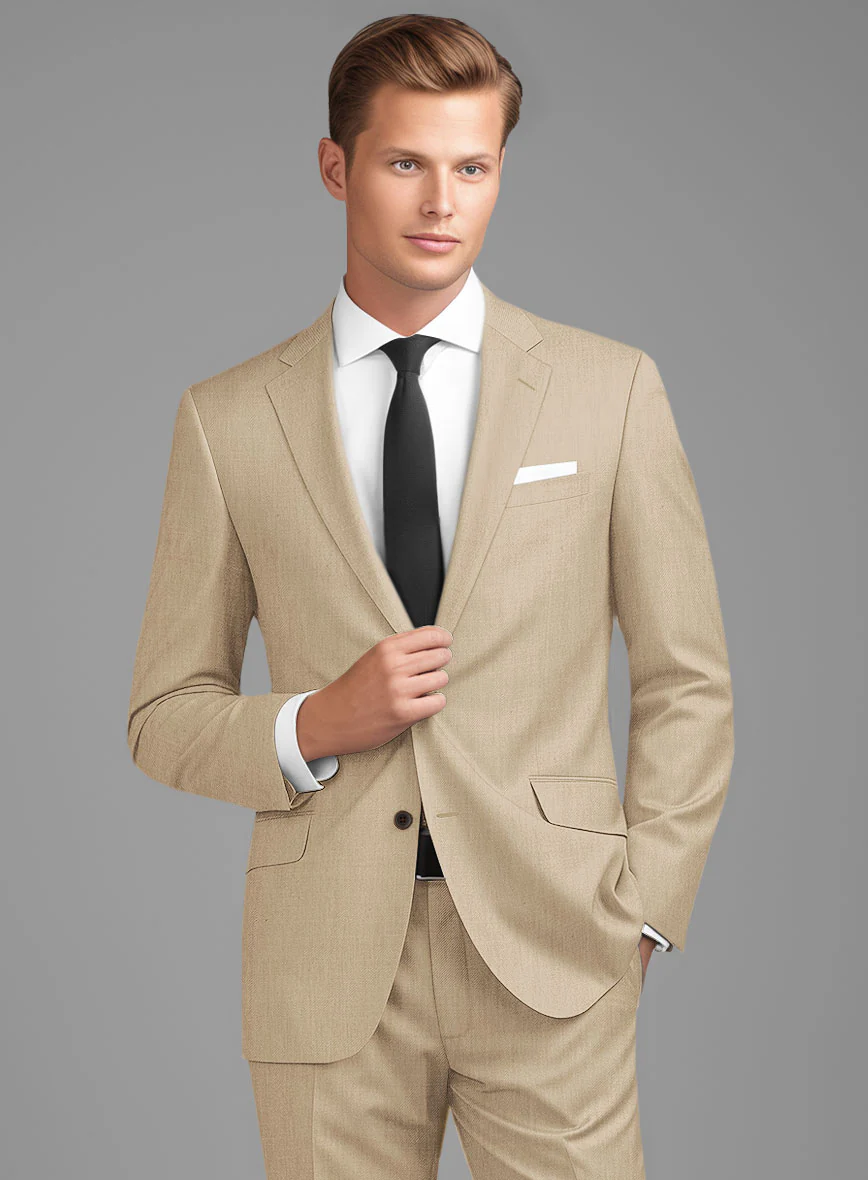Scabal Beige Wool Suit - Image 4