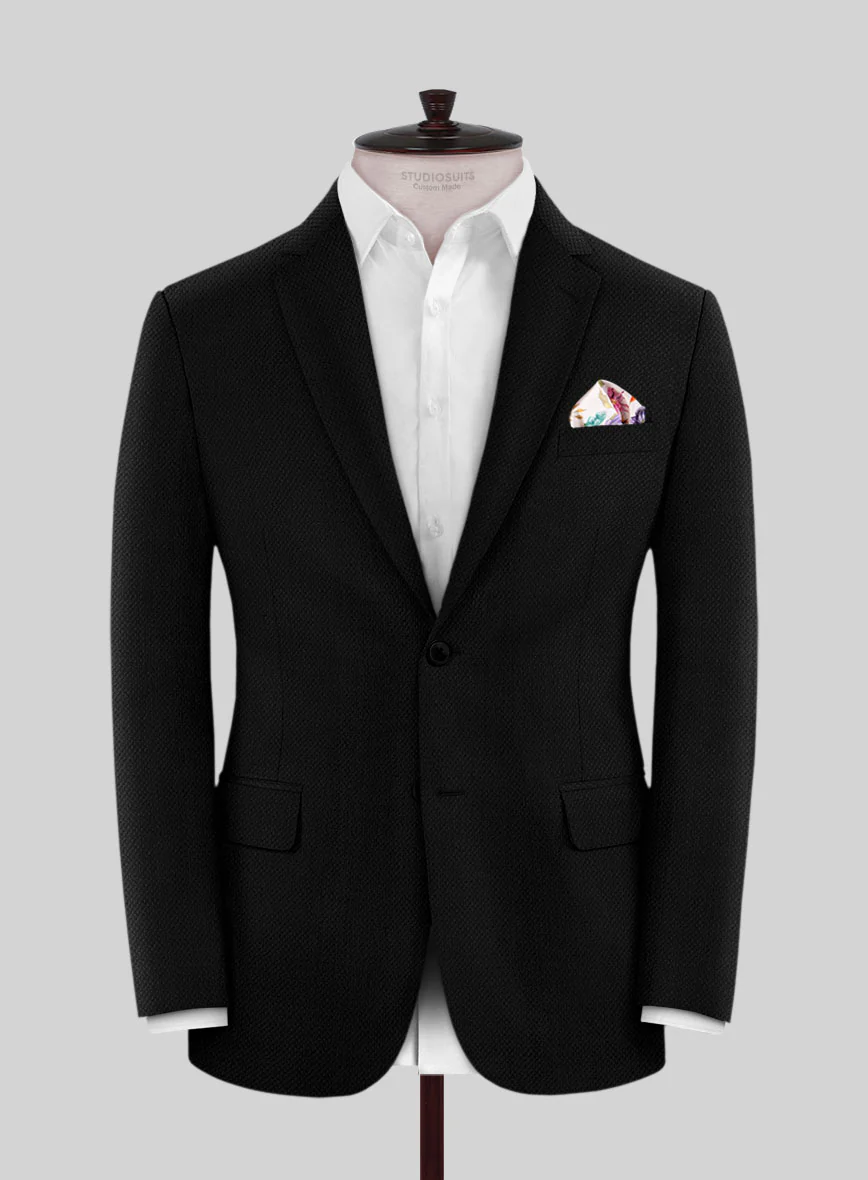 Scabal Black Waffle Wool Jacket