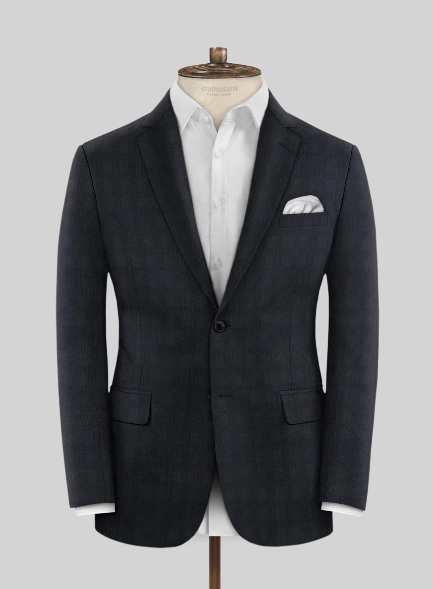 Scabal Cacho Checks Blue Wool Jacket