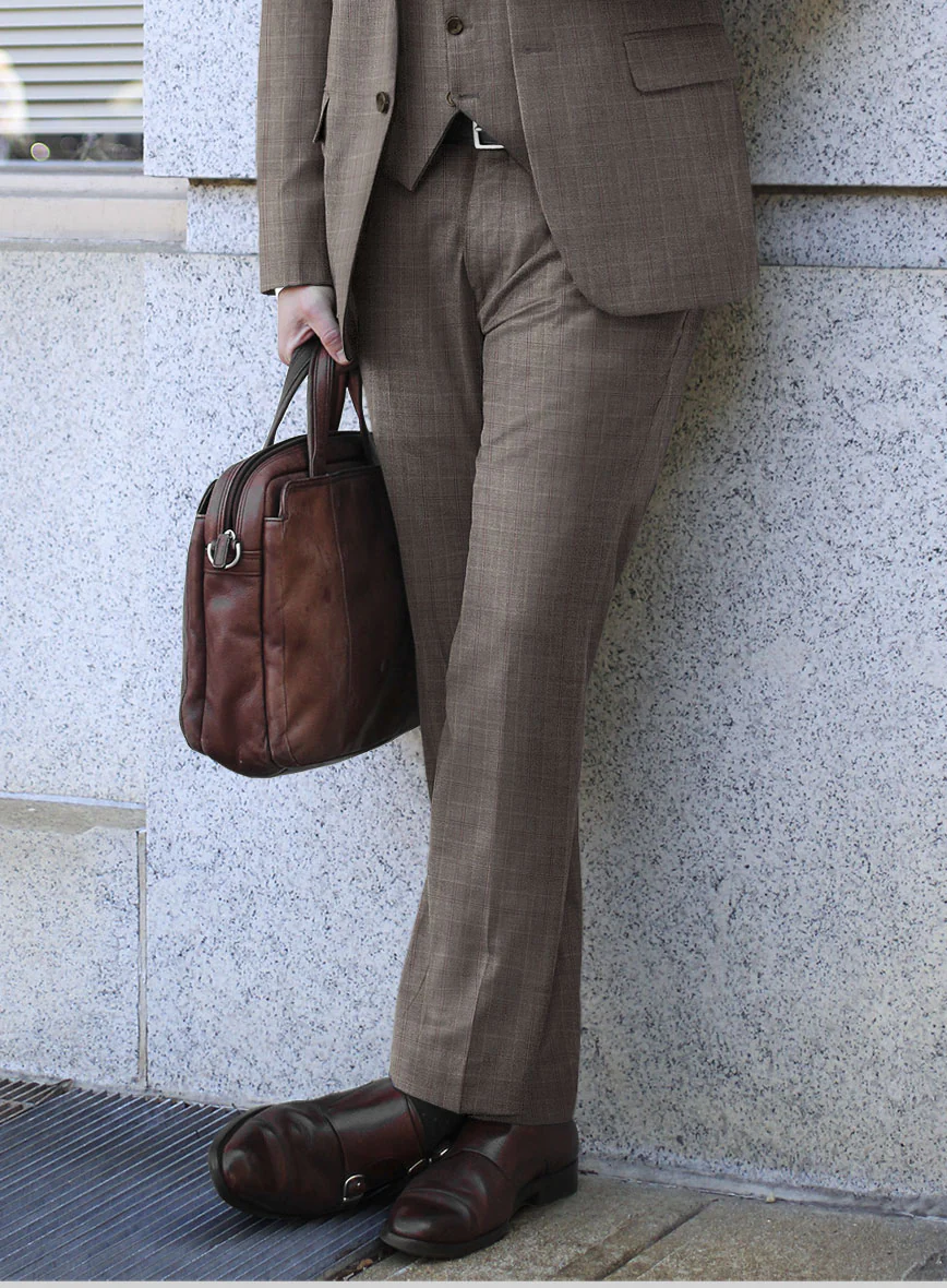 Scabal Cego Checks Brown Wool Pants - Image 2