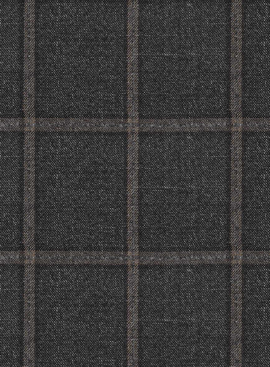 Scabal Charcoal Windowpane Wool Jacket - Image 2