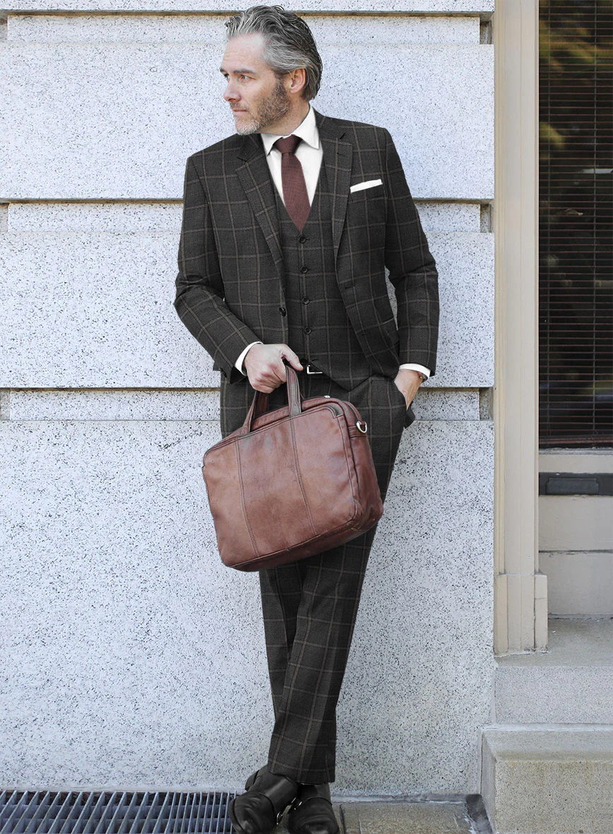 Scabal Charcoal Windowpane Wool Suit - Image 2