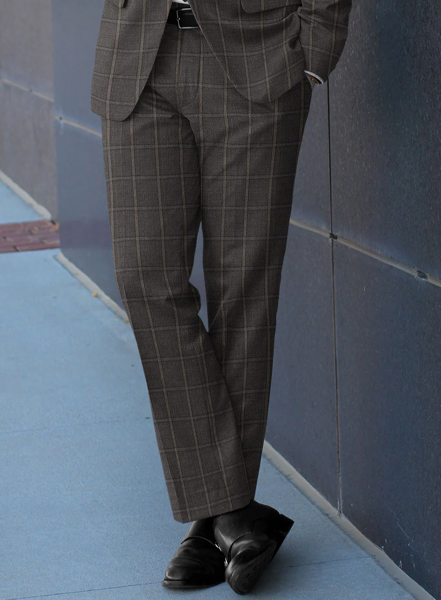 Scabal Coffee Brown Wool Pants - Image 2