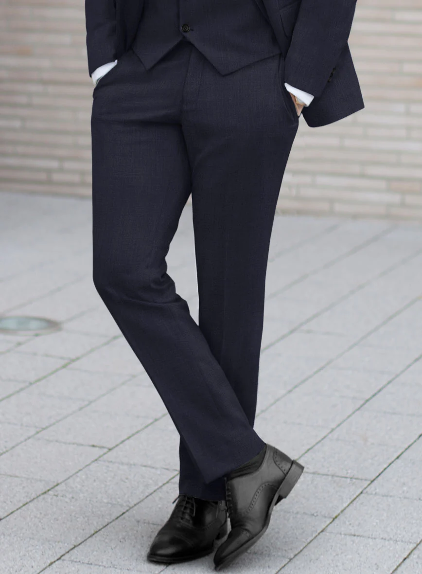 Scabal Corde Navy Blue Wool Pants - Image 2