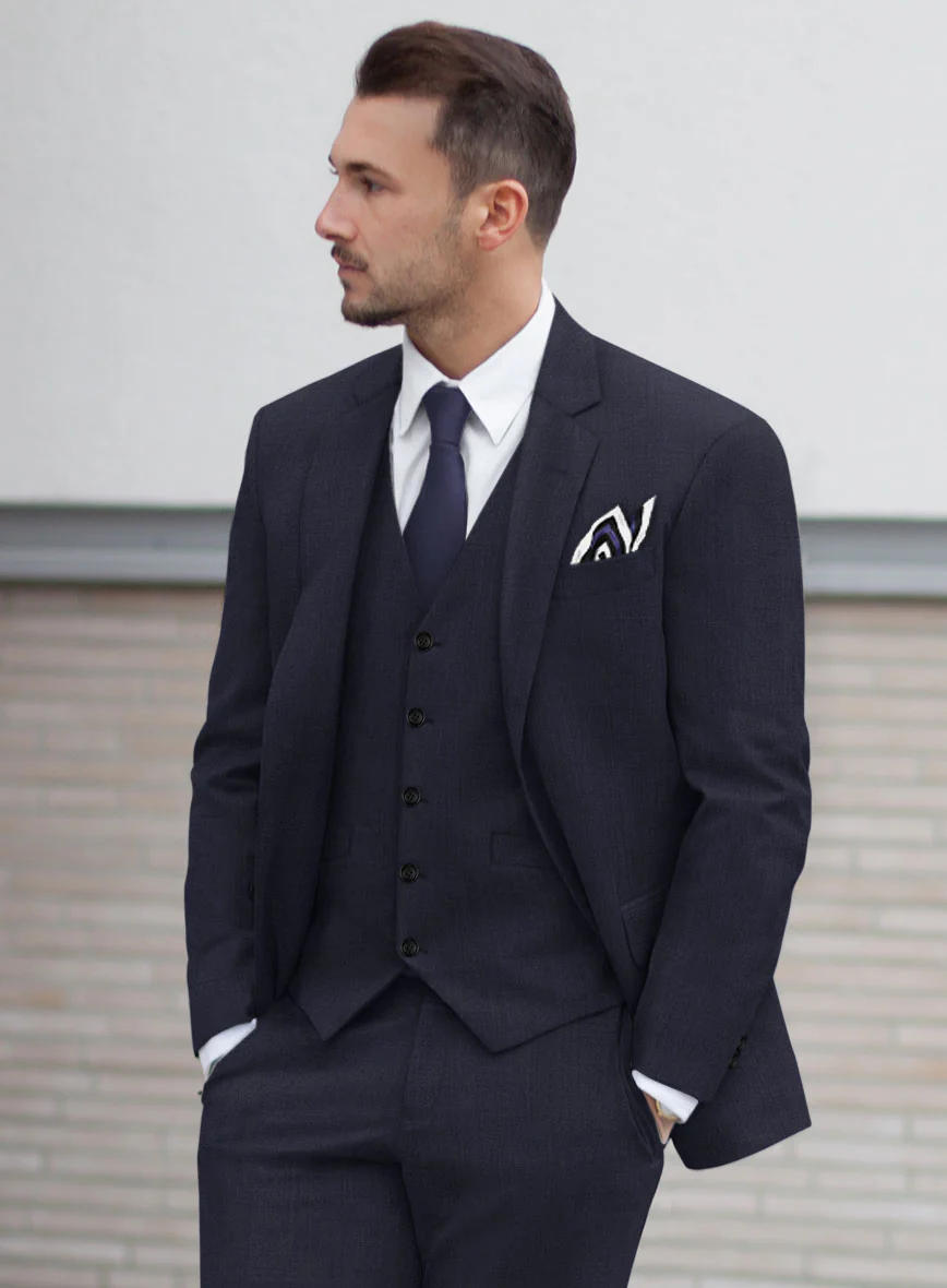 Scabal Corde Navy Blue Wool Suit - Image 4