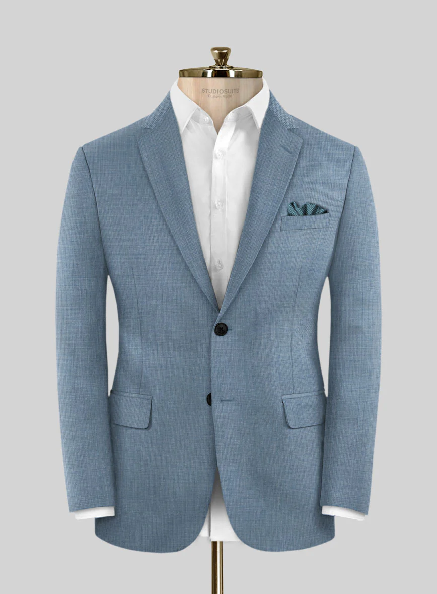 Scabal Cosmopolitan Nailhead Light Blue Wool Jacket