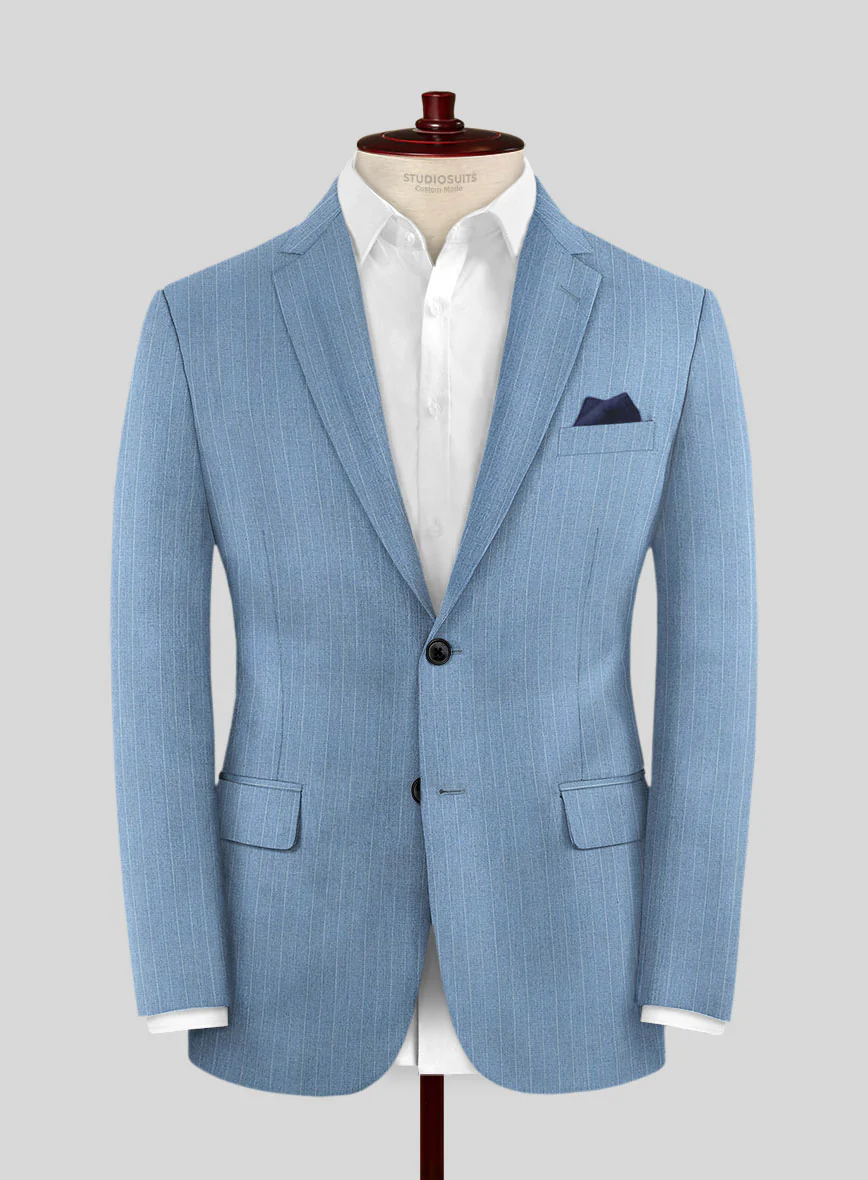 Scabal Cosmopolitan Pinstripe Blue Wool Jacket