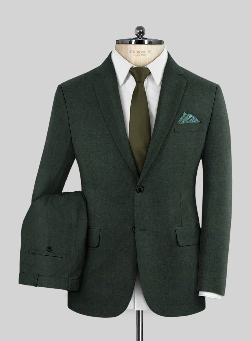 Scabal Cosmopolitan Prince Green Wool Suit