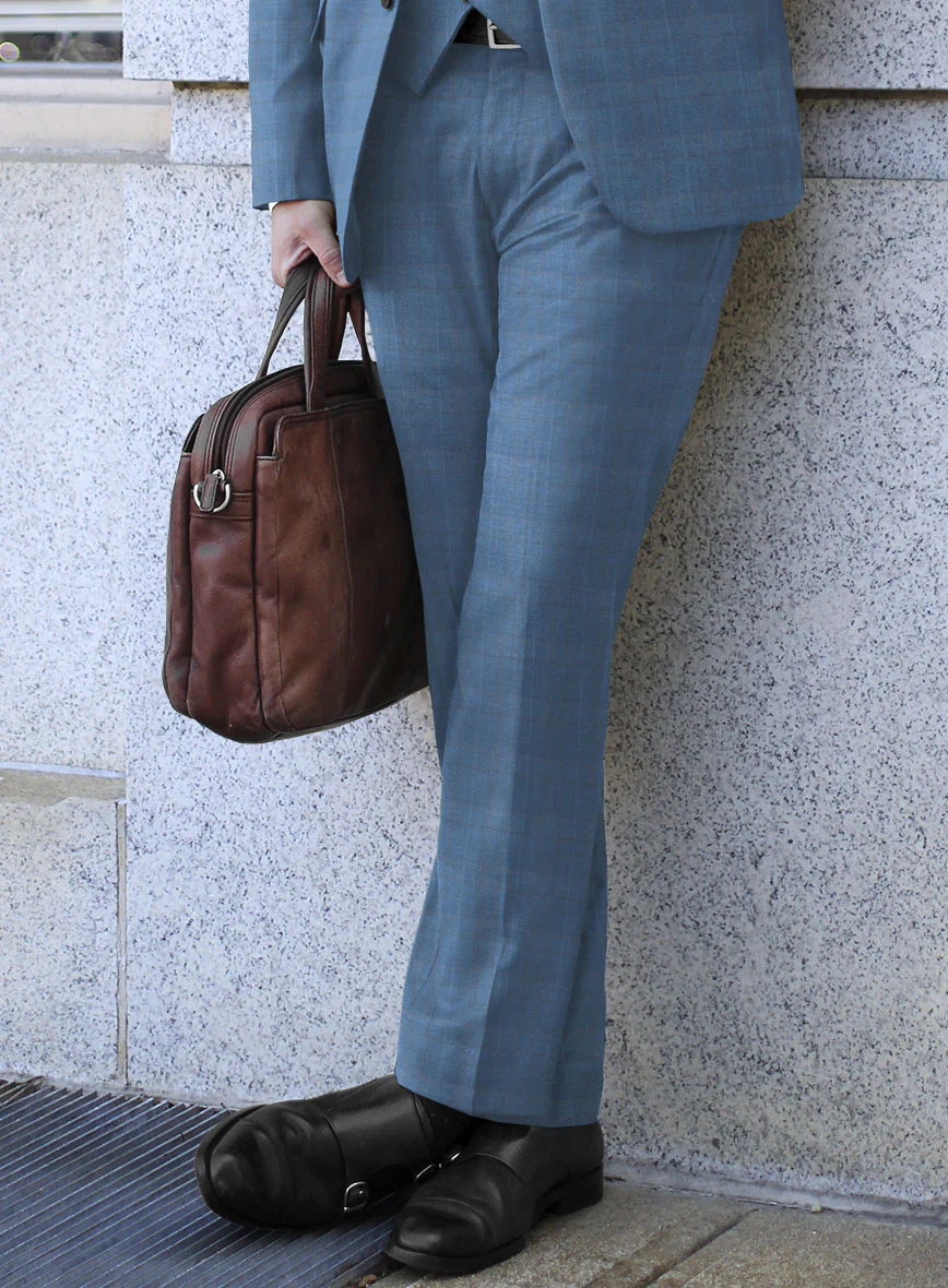 Scabal Cosmopolitan Prince Light Blue Wool Pants - Image 2